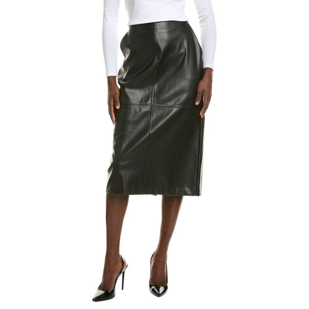 Halston Womens  Vegan Leather Straight Midi Skirt